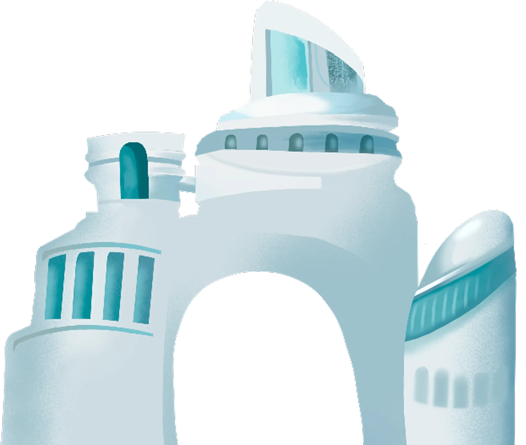 A white city of towers and domes hung with greenery